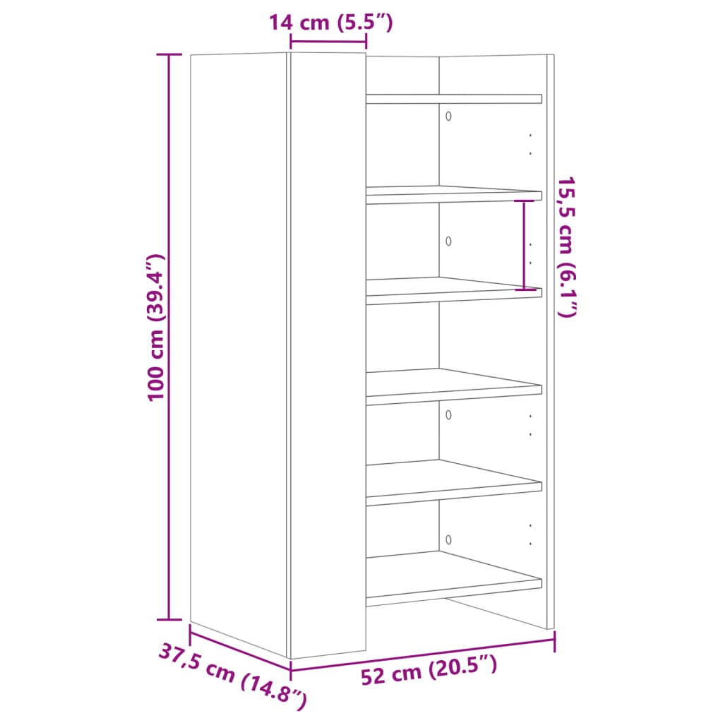 Schuhschrank Weiß 52x37,5x100 cm Holzwerkstoff