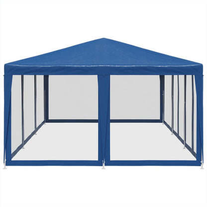 Partyzelt mit 10 Mesh-Seitenteilen Blau 6x4 m HDPE