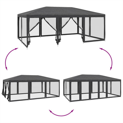 Partyzelt mit 10 Mesh-Seitenteilen Anthrazit 6x4 m HDPE