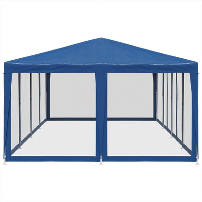 Partyzelt mit 12 Mesh-Seitenteilen Blau 8x4 m HDPE