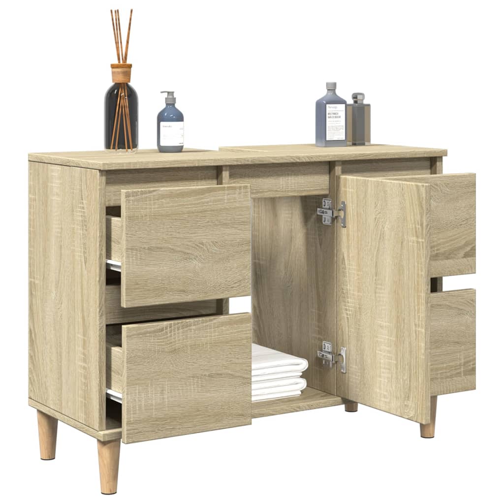 Waschbeckenunterschrank Sonoma-Eiche 80x33x60 cm Holzwerkstoff