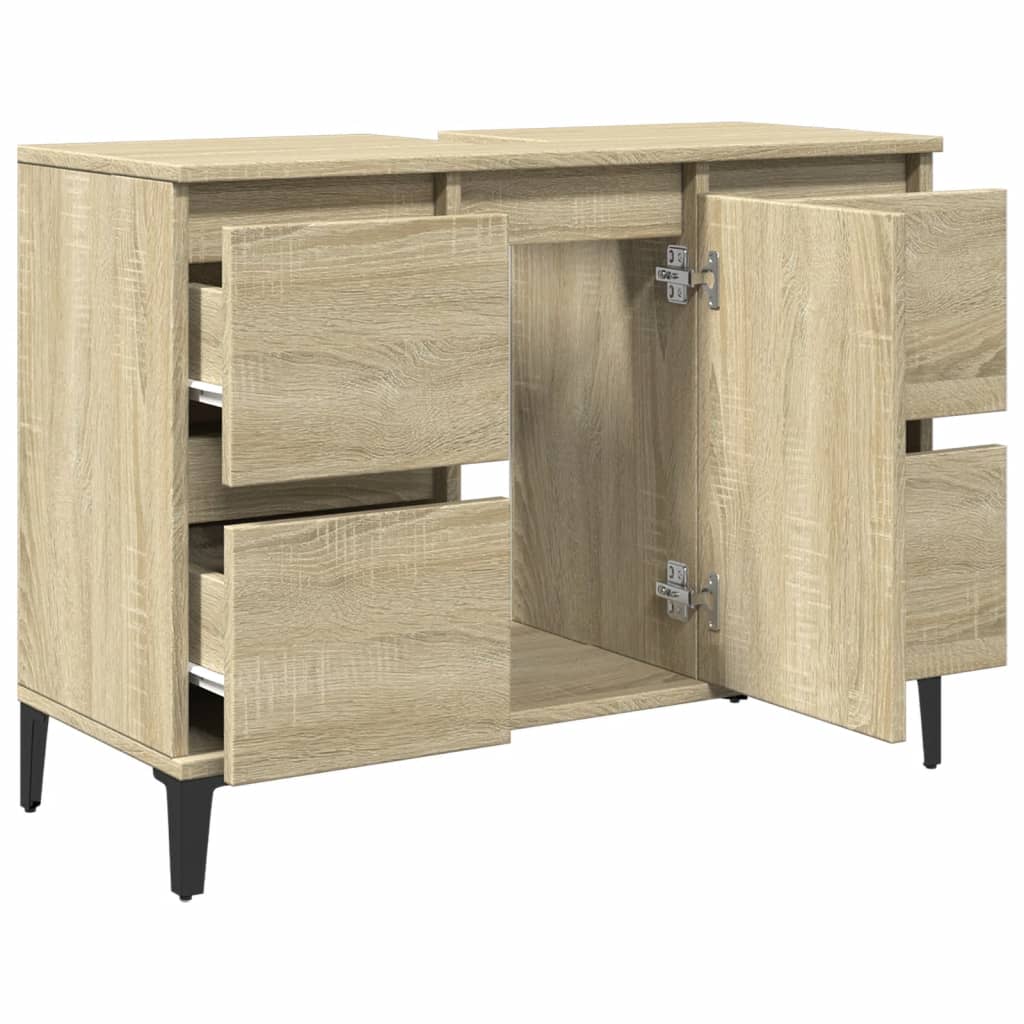 Waschbeckenunterschrank Sonoma-Eiche 80x33x60 cm Holzwerkstoff