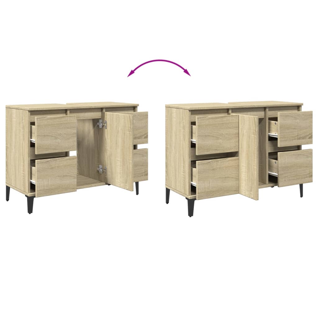 Waschbeckenunterschrank Sonoma-Eiche 80x33x60 cm Holzwerkstoff