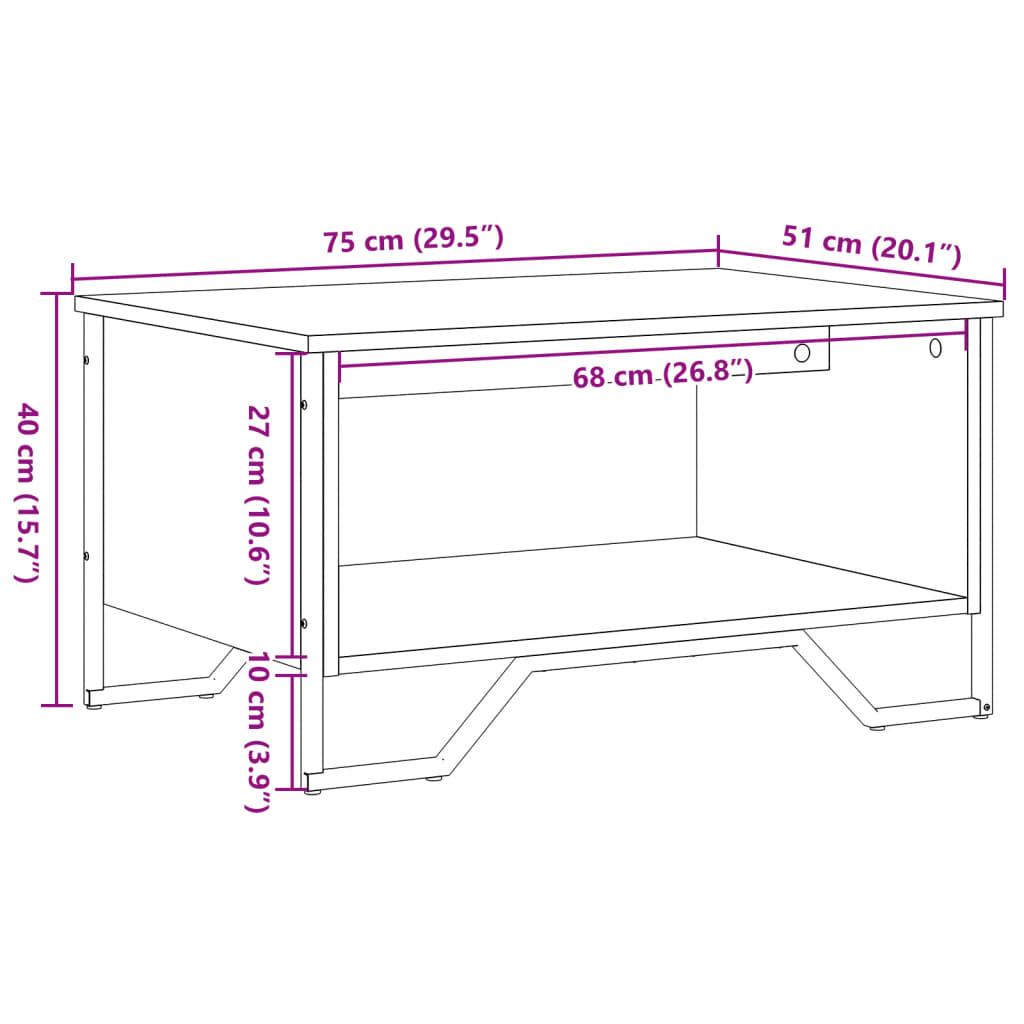 Couchtisch Sonoma-Eiche 75x51x40 cm Holzwerkstoff