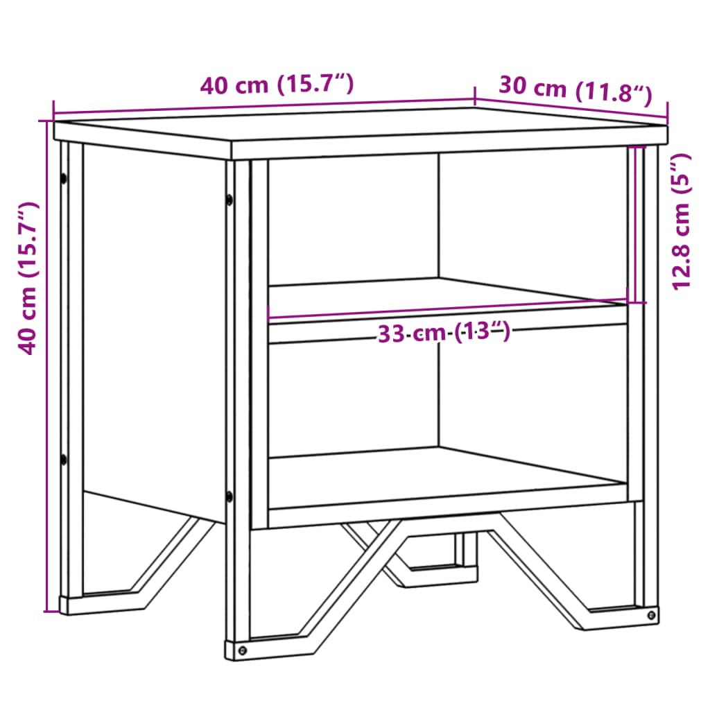 Nachttische 2 Stk. Grau Sonoma 40x30x40 cm Holzwerkstoff