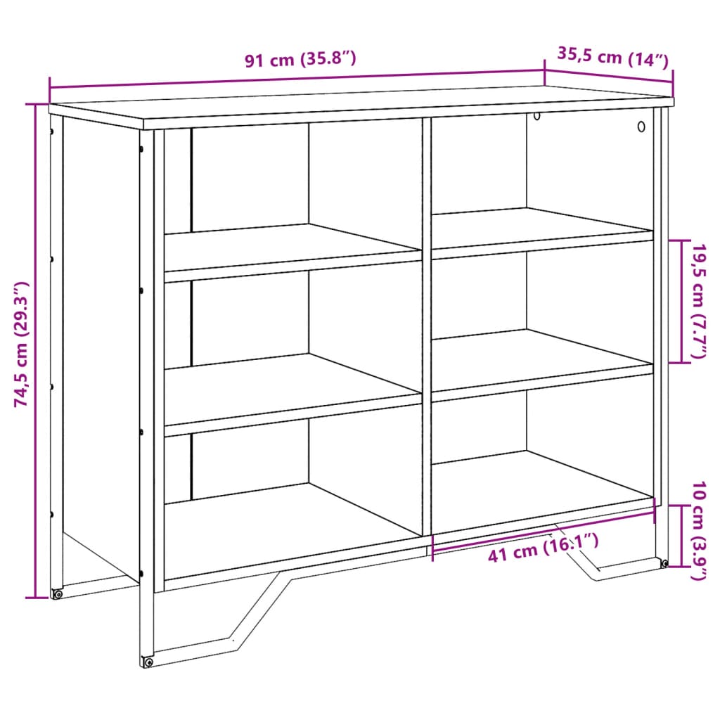 Sideboard Sonoma-Eiche 91x35,5x74,5 cm Holzwerkstoff