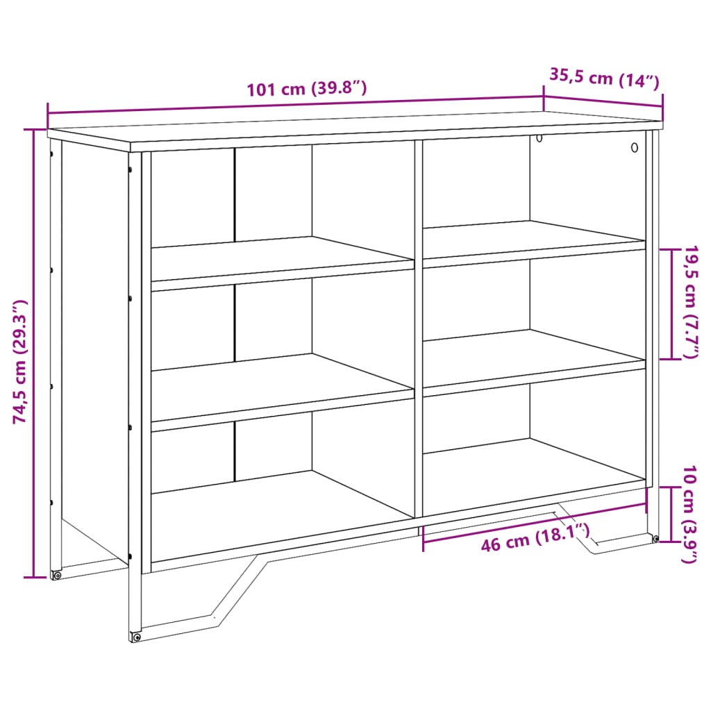 Sideboard Sonoma-Eiche 101x35,5x74,5 cm Holzwerkstoff