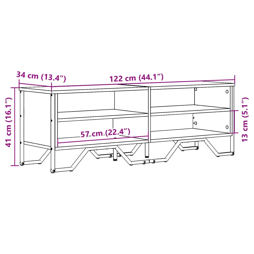 TV-Schrank Braun Eichen-Optik 122x34x41 cm Holzwerkstoff