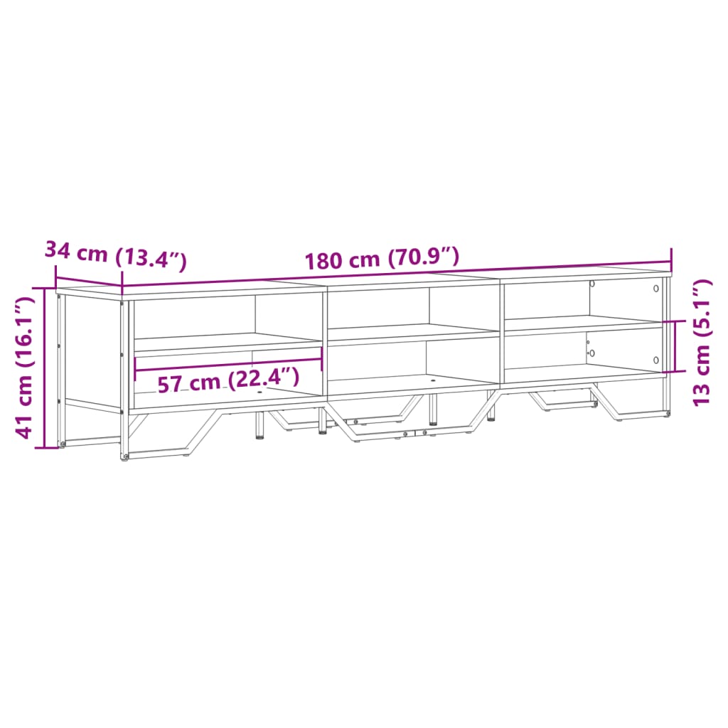 TV-Schrank Schwarz 180x34x41 cm Holzwerkstoff