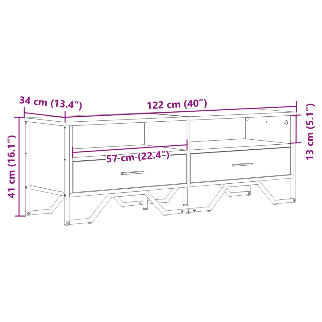 TV-Schrank Grau Sonoma 122x34x41 cm Holzwerkstoff