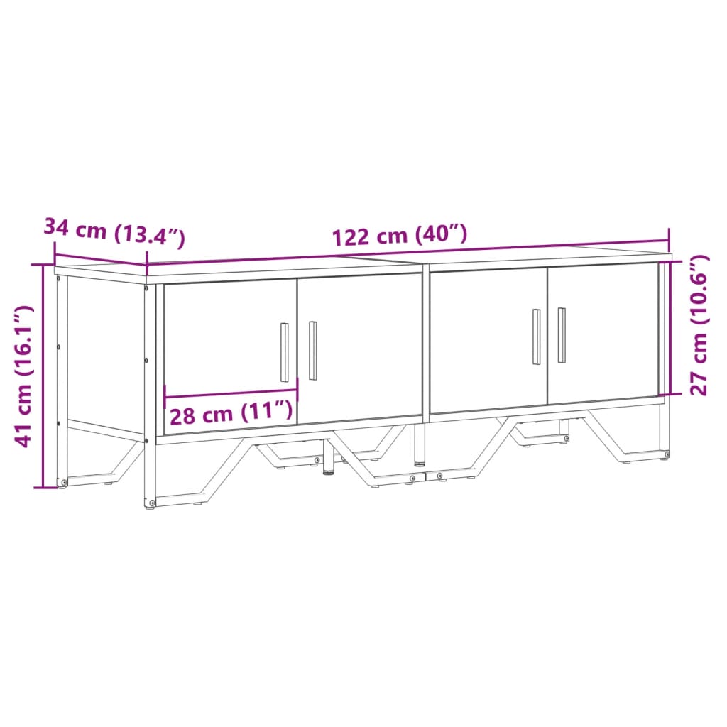 TV-Schrank Schwarz 122x34x41 cm Holzwerkstoff