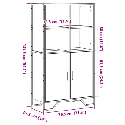 Highboard Eichen-Optik 79,5x35,5x137,5 cm Holzwerkstoff