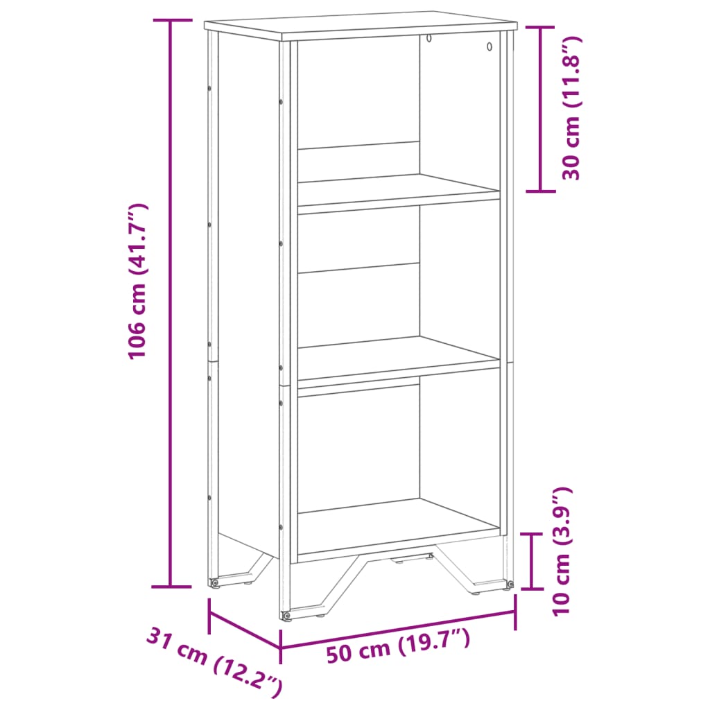 Bücherregal Schwarz 50x31x106 cm Holzwerkstoff