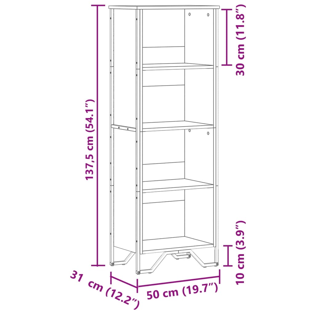 Bücherregal Schwarz 50x31x137,5 cm Holzwerkstoff