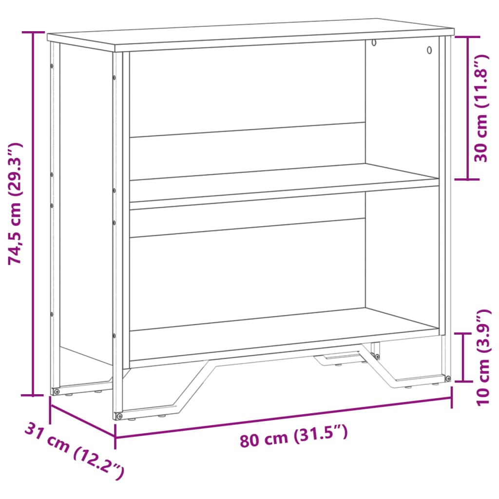 Bücherregal Schwarz 80x31x74,5 cm Holzwerkstoff