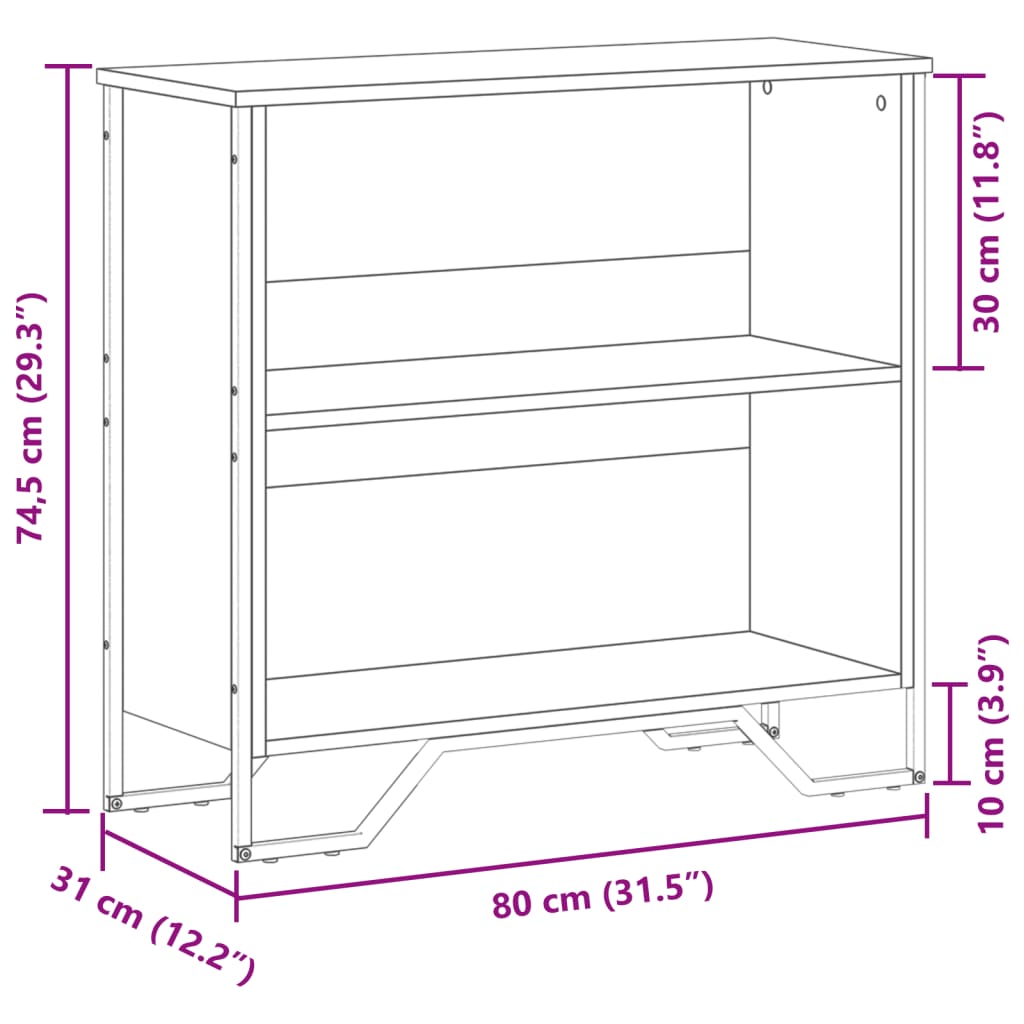 Bücherregal Sonoma-Eiche 80x31x74,5 cm Holzwerkstoff