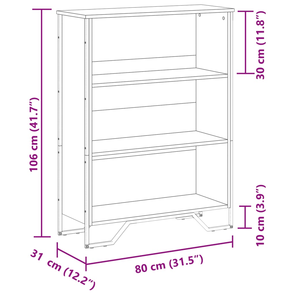 Bücherregal Grau Sonoma 80x31x106 cm Holzwerkstoff