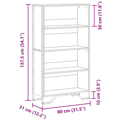 Bücherregal Grau Sonoma 80x31x137,5 cm Holzwerkstoff