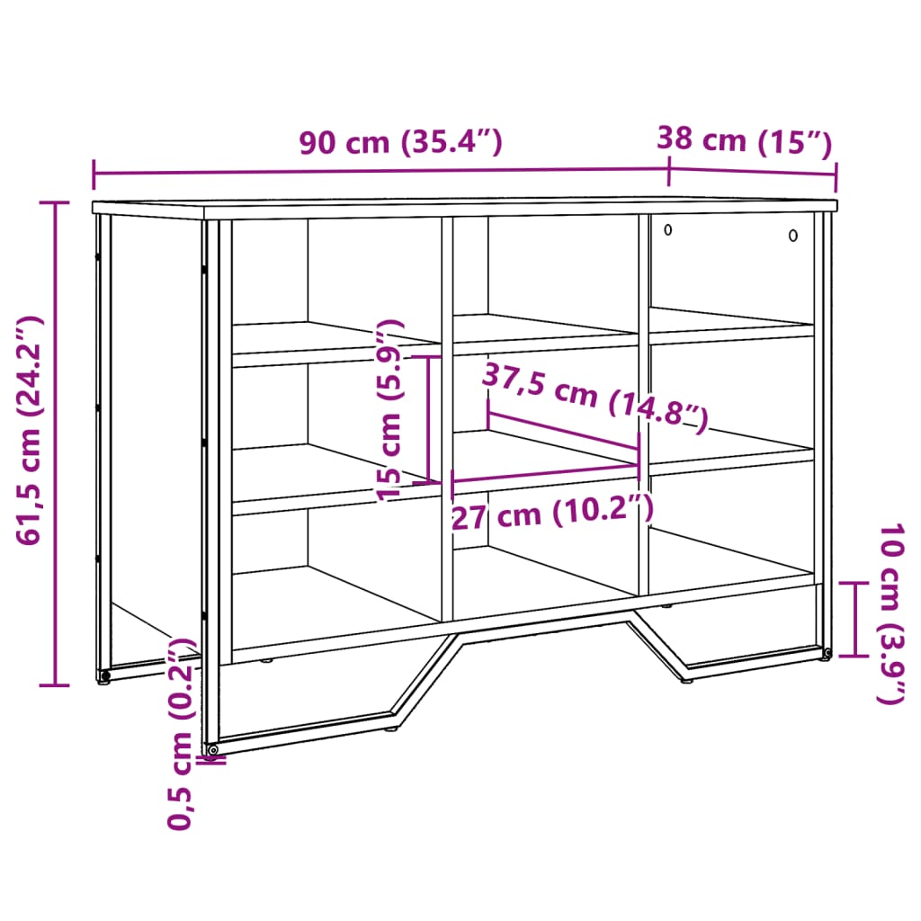 Schuhregal Schwarz 90x38x61,5 cm Holzwerkstoff