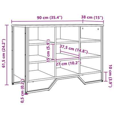 Schuhregal Räuchereiche 90x38x61,5 cm Holzwerkstoff