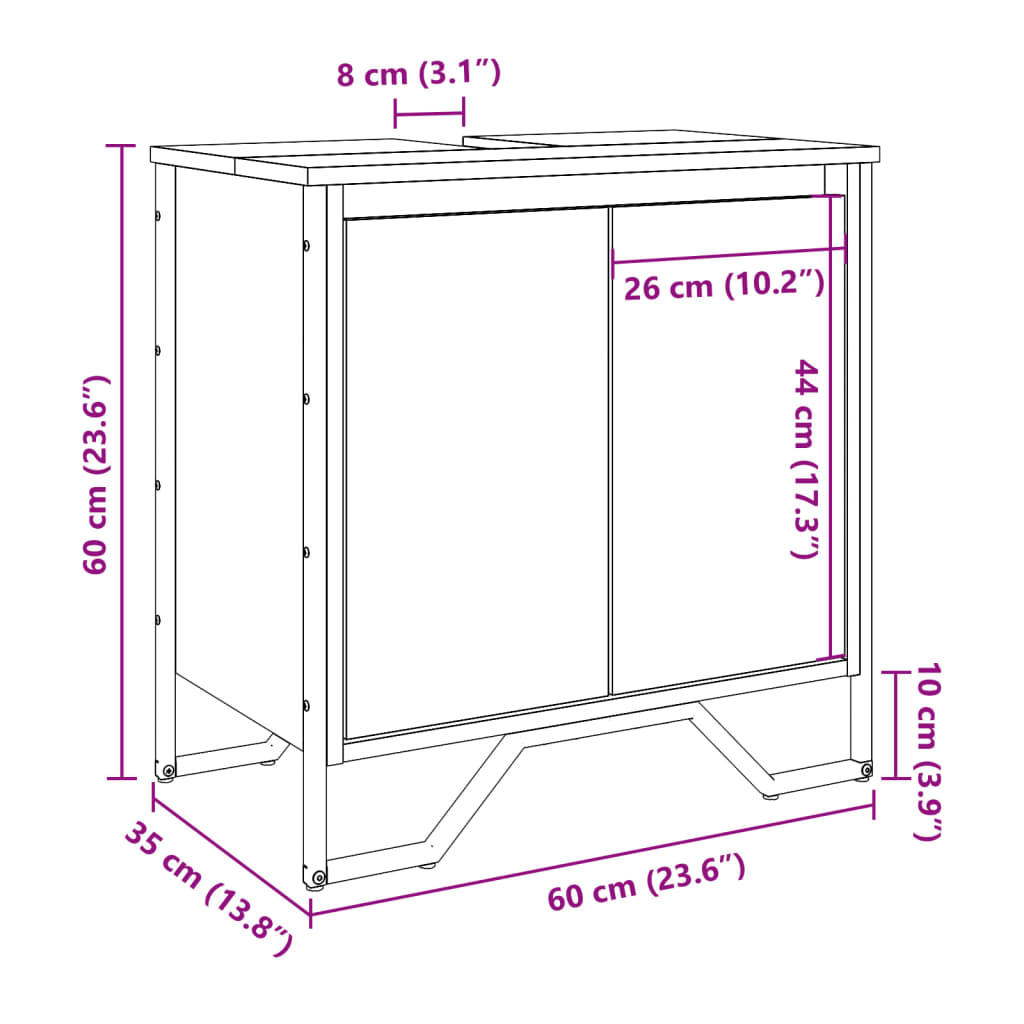 Waschbeckenunterschrank Schwarz 60x35x60 cm Holzwerkstoff