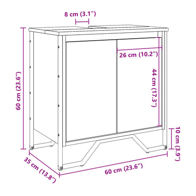 Waschbeckenunterschrank Grau Sonoma 60x35x60 cm Holzwerkstoff