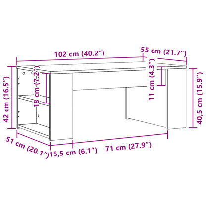 Couchtisch Räuchereiche 102x55x42 cm Holzwerkstoff