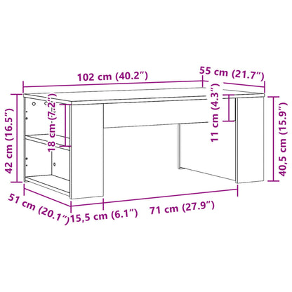 Couchtisch Grau Sonoma 102x55x42 cm Holzwerkstoff