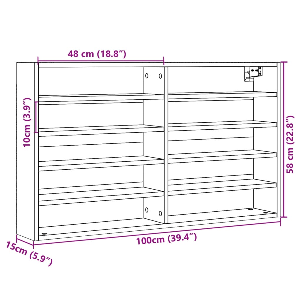 Vitrinenschrank Weiß 100x15x58 cm Holzwerkstoff