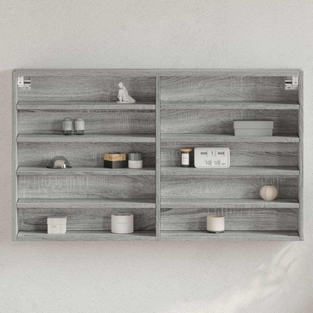 Vitrinenschrank Grau Sonoma 100x15x58 cm Holzwerkstoff