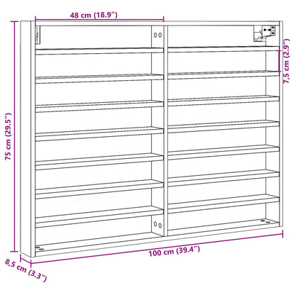 Vitrinenschrank Schwarz 100x8,5x75 cm Holzwerkstoff