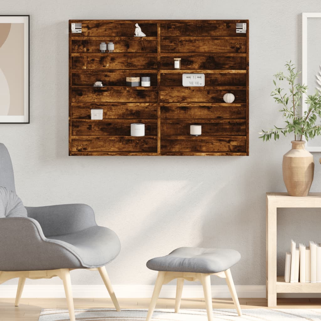 Vitrinenschrank Räuchereiche 100x8,5x75 cm Holzwerkstoff