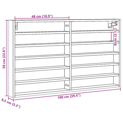 Vitrinenschrank Schwarz 100x8,5x58 cm Holzwerkstoff