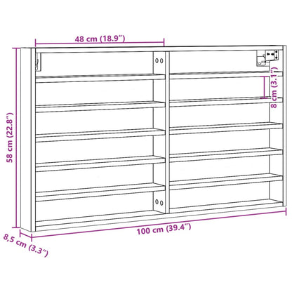 Vitrinenschrank Betongrau 100x8,5x58 cm Holzwerkstoff