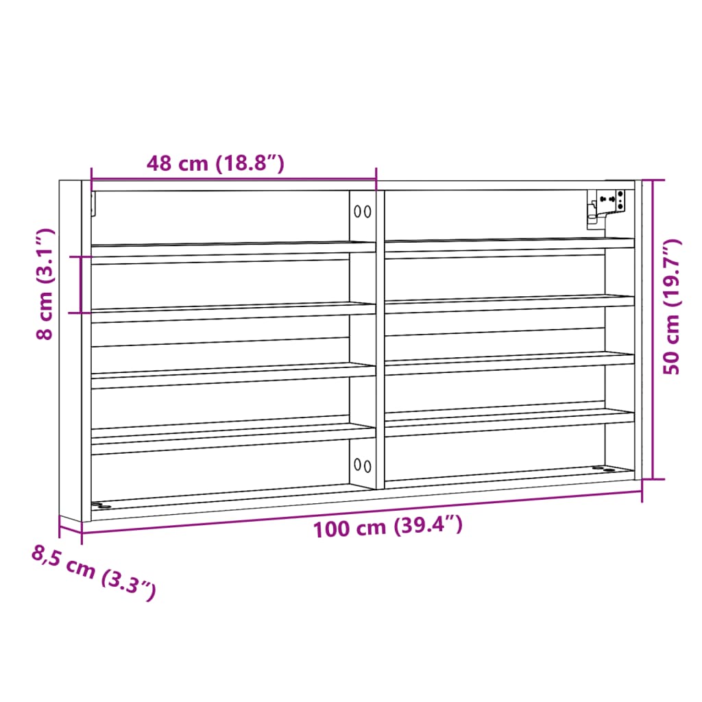 Vitrinenschrank Weiß 100x8,5x50 cm Holzwerkstoff