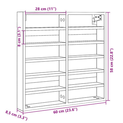 Vitrinenschrank Weiß 60x8,5x58 cm Holzwerkstoff