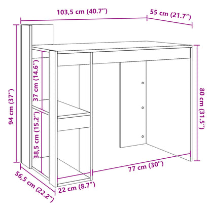 Schreibtisch Räuchereiche 103,5x56,5x94 cm Holzwerkstoff