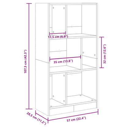 Bücherregal Weiß 57x28,5x107,5 cm Holzwerkstoff