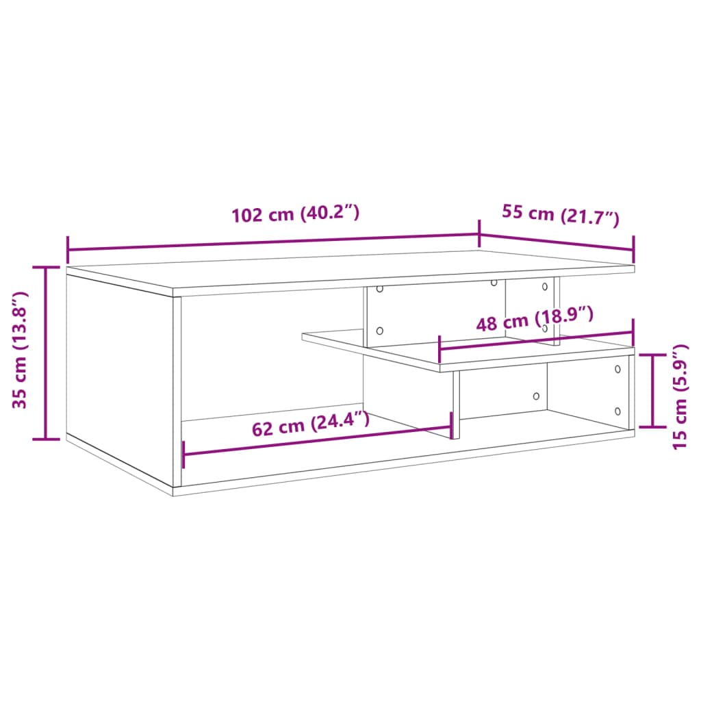 Couchtisch Weiß 102x55x35 cm Holzwerkstoff