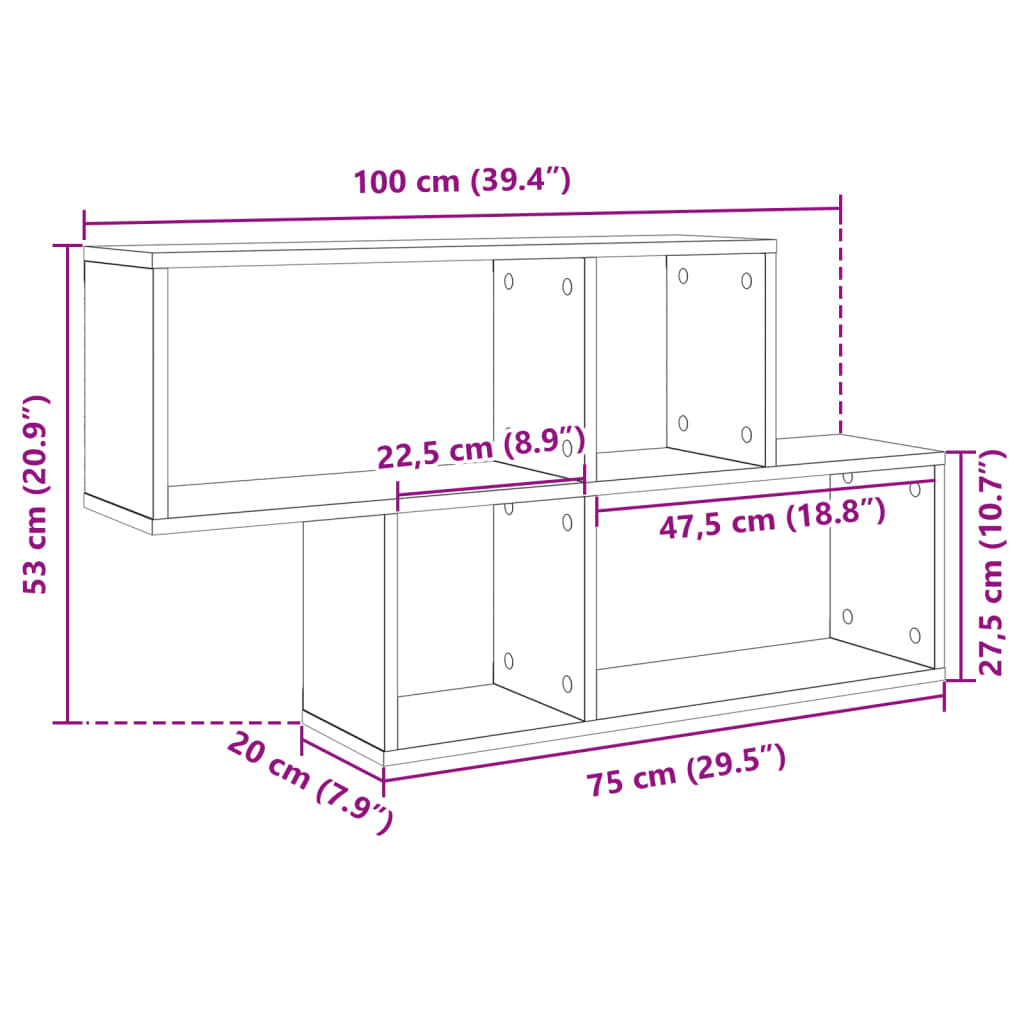 Wandregal Weiß 100x20x53 cm Holzwerkstoff