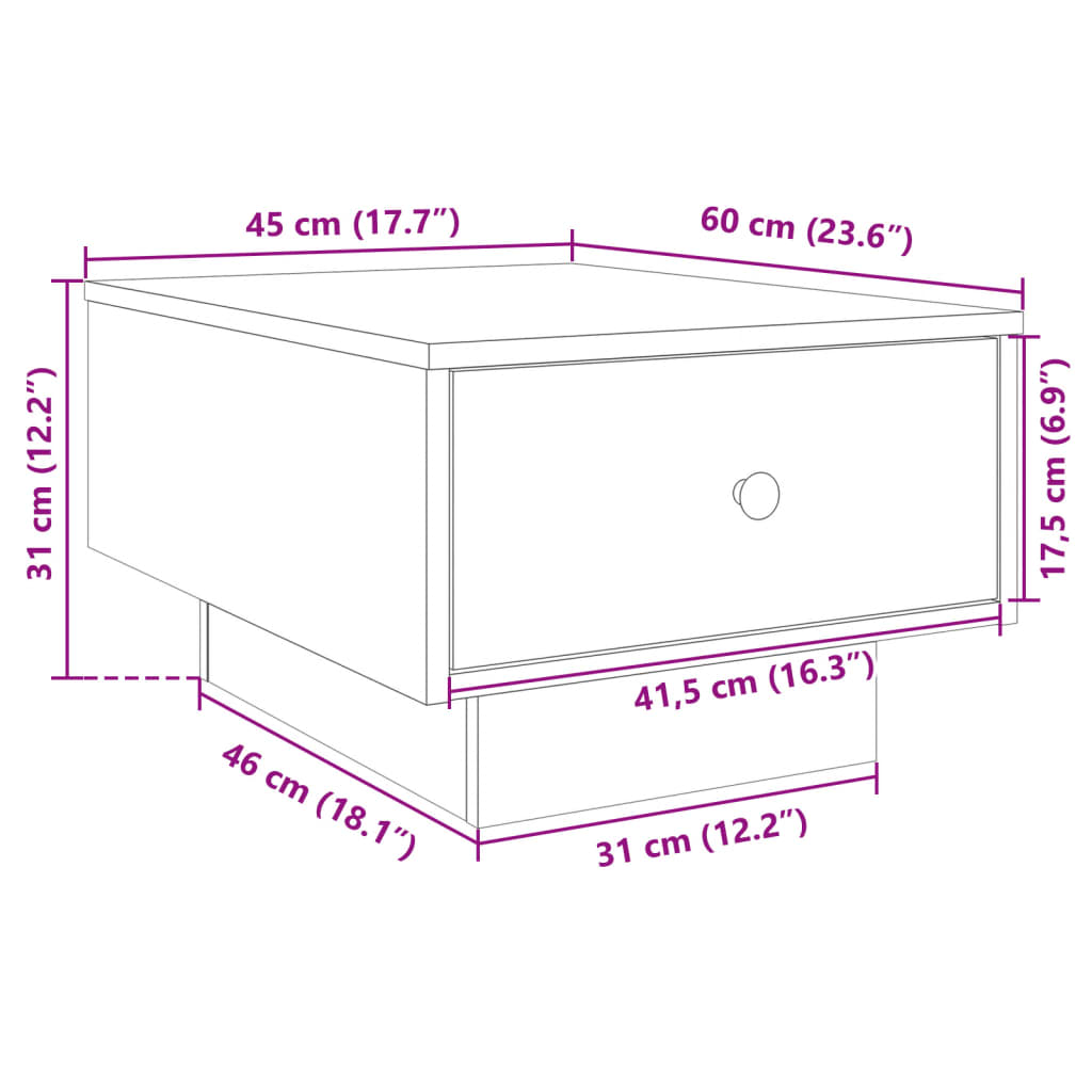 Couchtisch Weiß 60x45x31 cm Holzwerkstoff