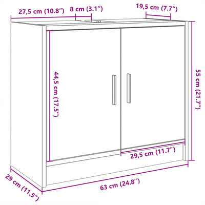 Waschbeckenunterschrank Betongrau 63x29x55 cm Holzwerkstoff