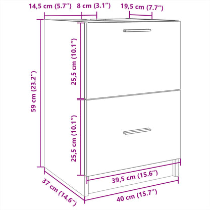 Waschbeckenunterschrank Grau Sonoma 40x37x59 cm Holzwerkstoff