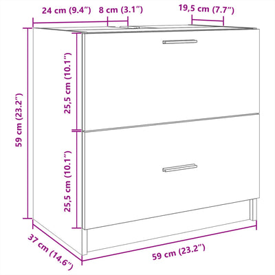 Waschbeckenunterschrank Sonoma-Eiche 59x37x59 cm Holzwerkstoff