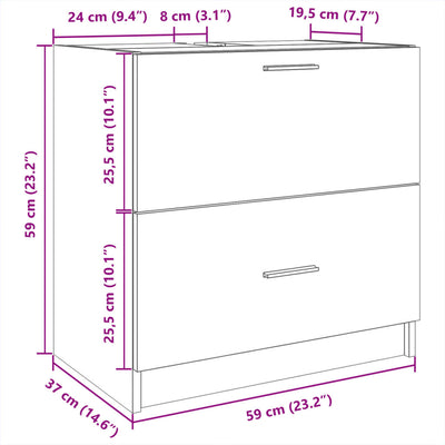 Waschbeckenunterschrank Räuchereiche 59x37x59 cm Holzwerkstoff