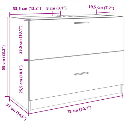 Waschbeckenunterschrank Schwarz 78x37x59 cm Holzwerkstoff