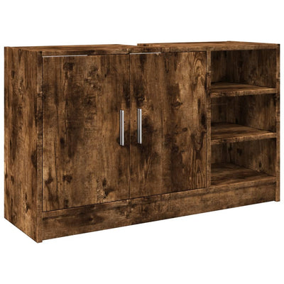 Waschbeckenunterschrank Räuchereiche 90x29x55 cm Holzwerkstoff