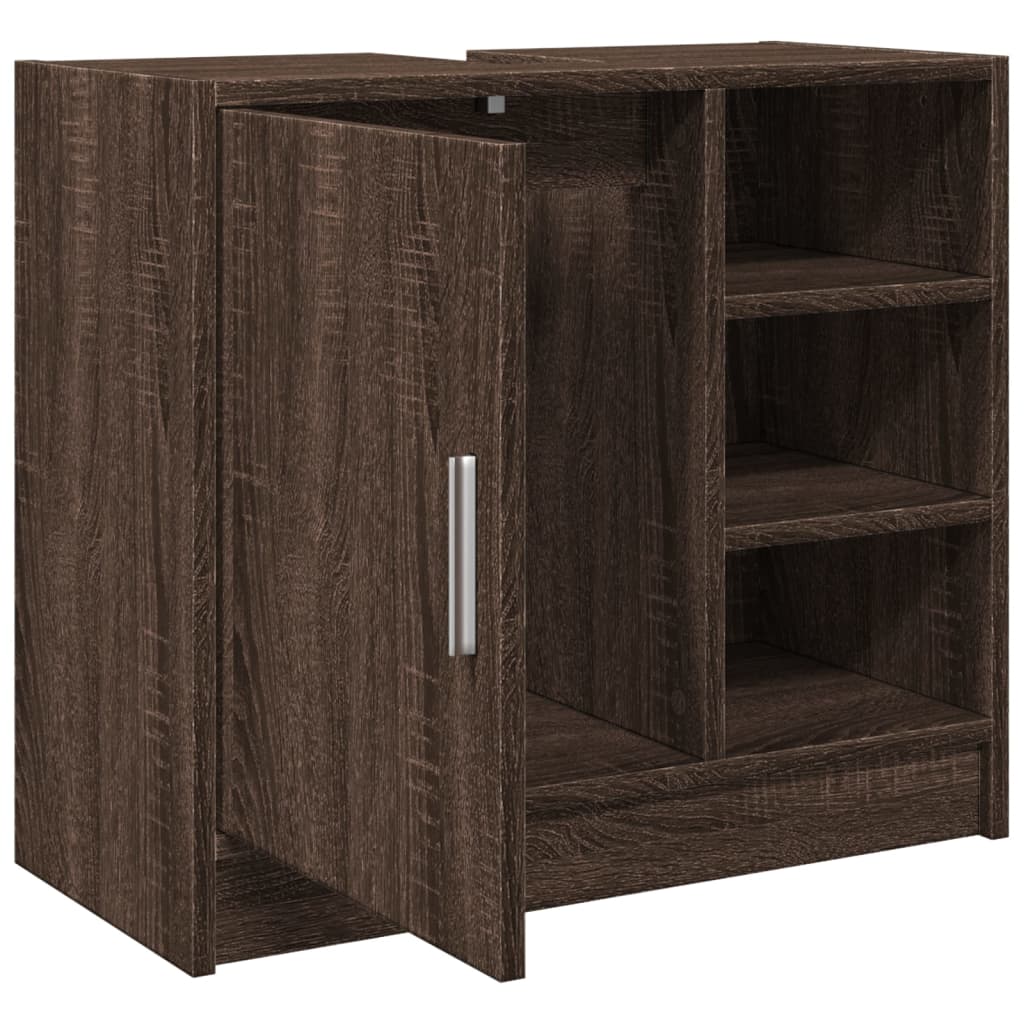 Waschbeckenschrank Braun Eichen-Optik 63x29x55 cm Holzwerkstoff