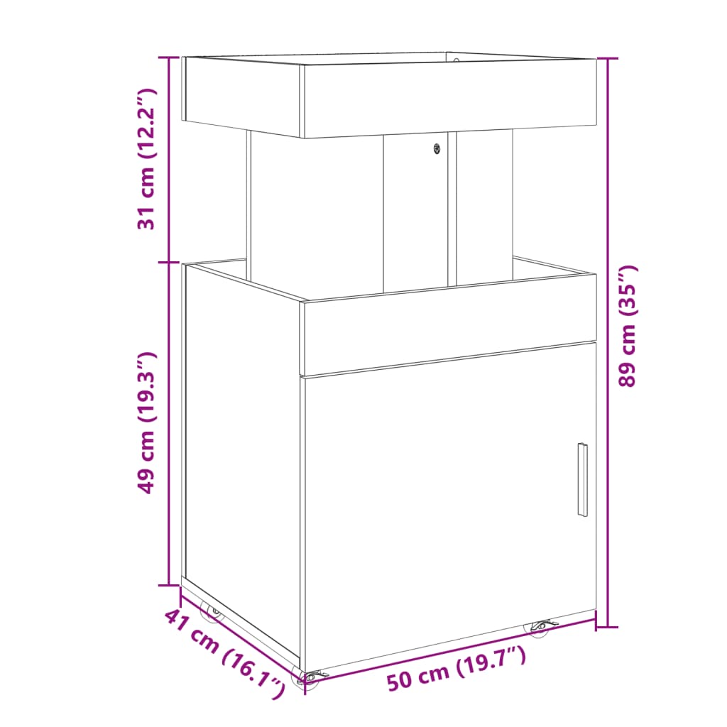 Barwagen Betongrau 50x41x89 cm Holzwerkstoff