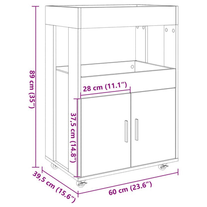 Barwagen Schwarz 60x39,5x89 cm Holzwerkstoff